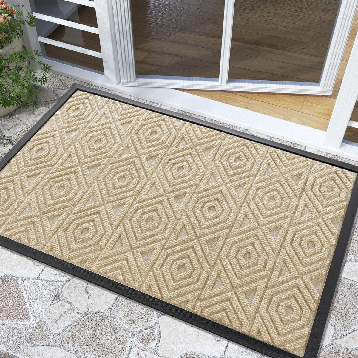 Yimobra Door Mat, Outdoor Indoor Entrance Welcome Mat, Heavy Entry Front Door Mat, Stain & Fade
