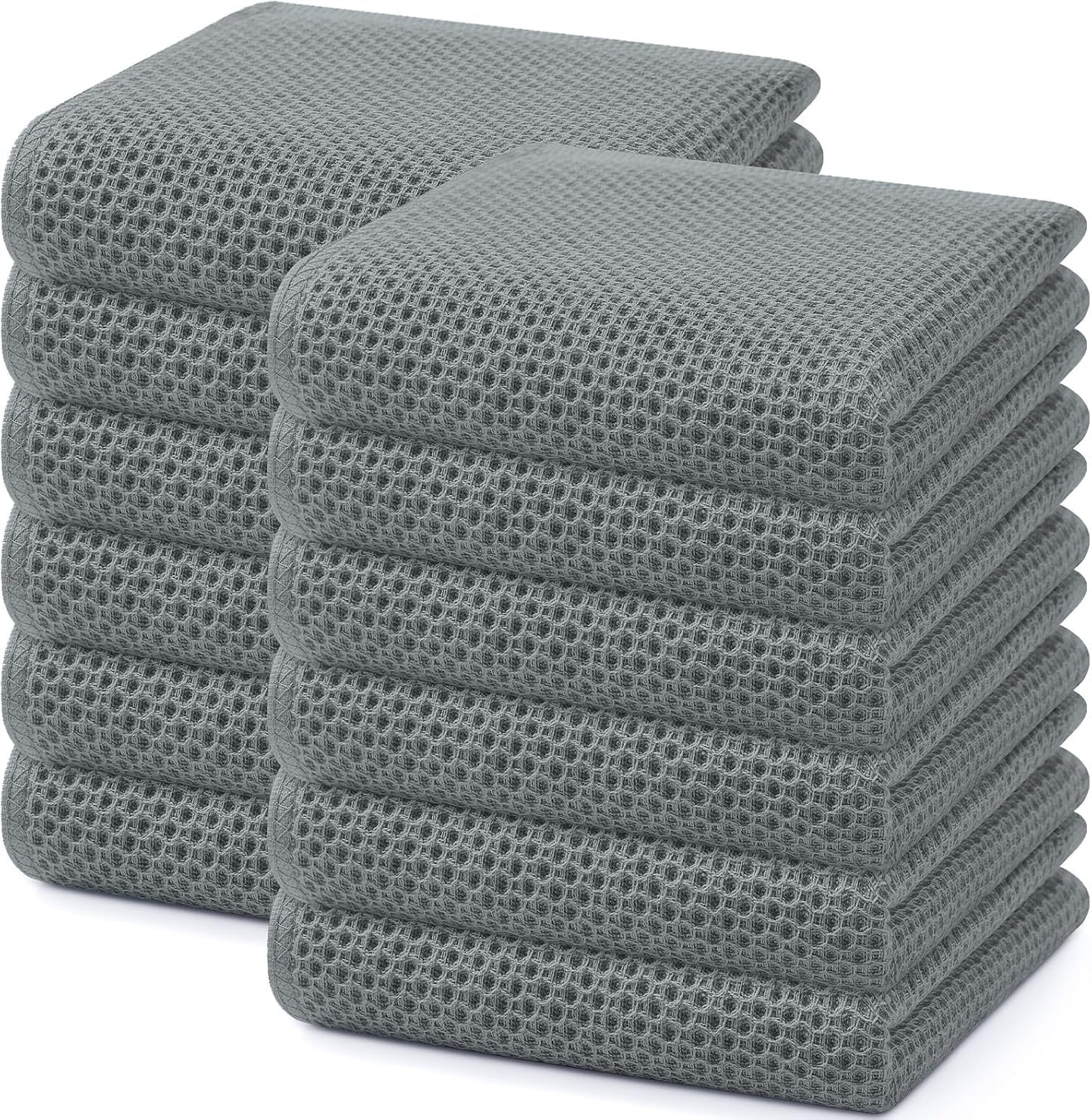 Homaxy 100% Cotton Waffle Weave Kitchen Dish Towels, Ultra Soft Absorbent Quick Drying Cleaning