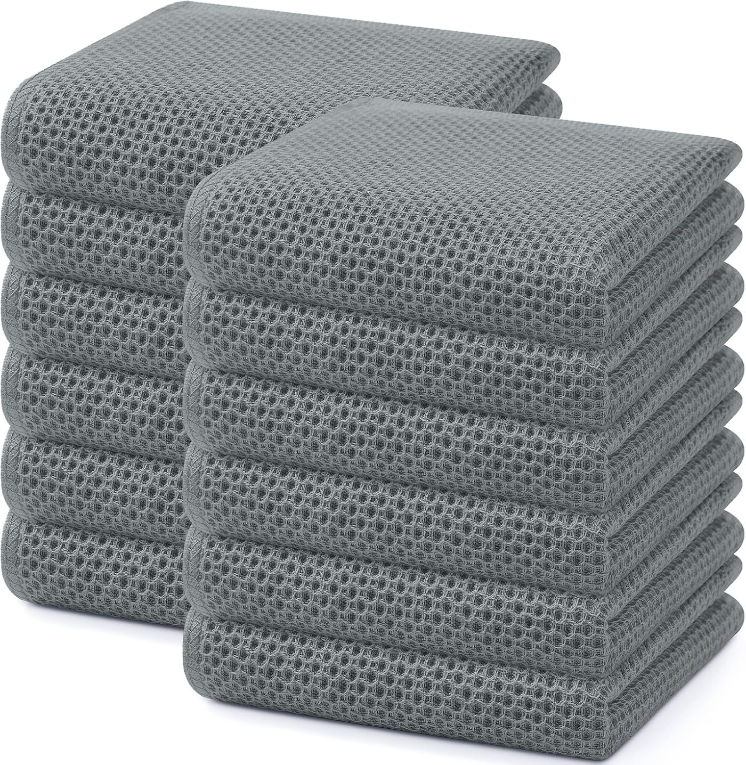 Homaxy 100% Cotton Waffle Weave Kitchen Dish Towels, Ultra Soft Absorbent Quick Drying Cleaning