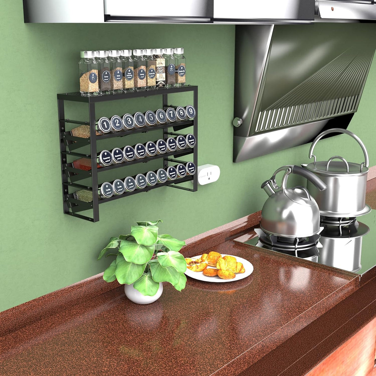 Expandable, Stackable, Adjustable Spice Rack kitchen Organizer,Metal Pantry Storage Shelves