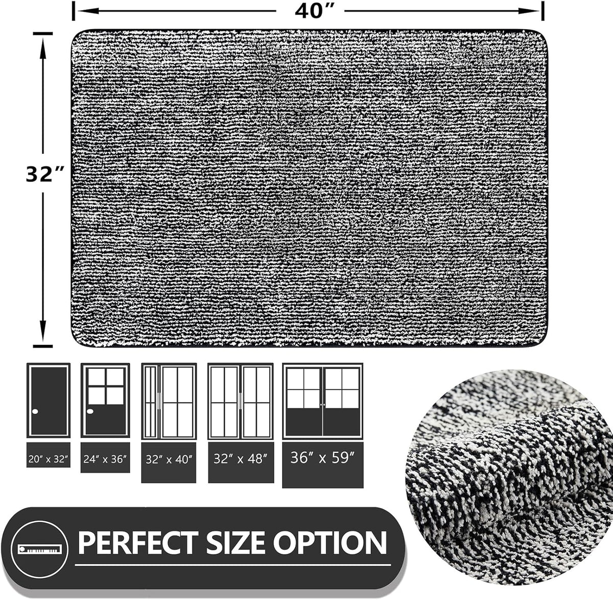 REFETONE Indoor Doormat, Front Door Mat 32"x40" Absorbent Rubber Backing Non Slip Back Door Mats