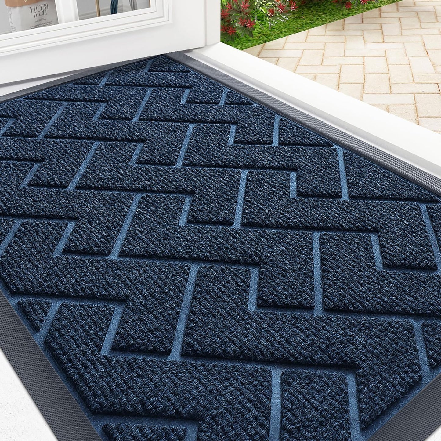 OLANLY Front Door Mat Indoor Outdoor Entrance, Waterproof All-Season, All-Weather Doormat, Sturdy