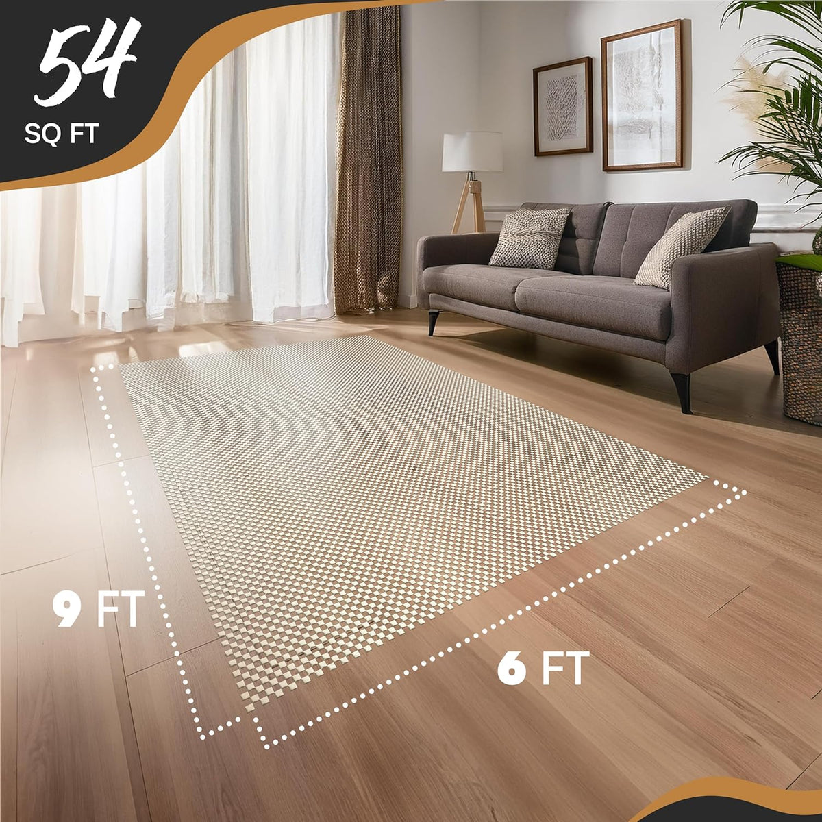 Nevlers 6'x9' White Under Rug Non Slip Pad | PVC Foam Non Slip Rug Pad & Carpet Pad | Customizable