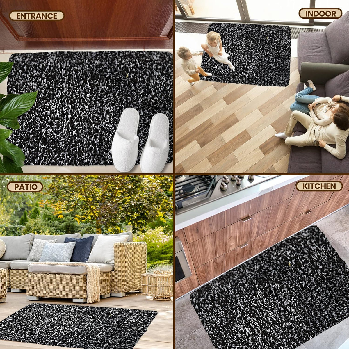 Premium Microfiber Indoor Door Mat – 24"x36" Washable Entry Mat, Non-Slip, Waterproof Backing