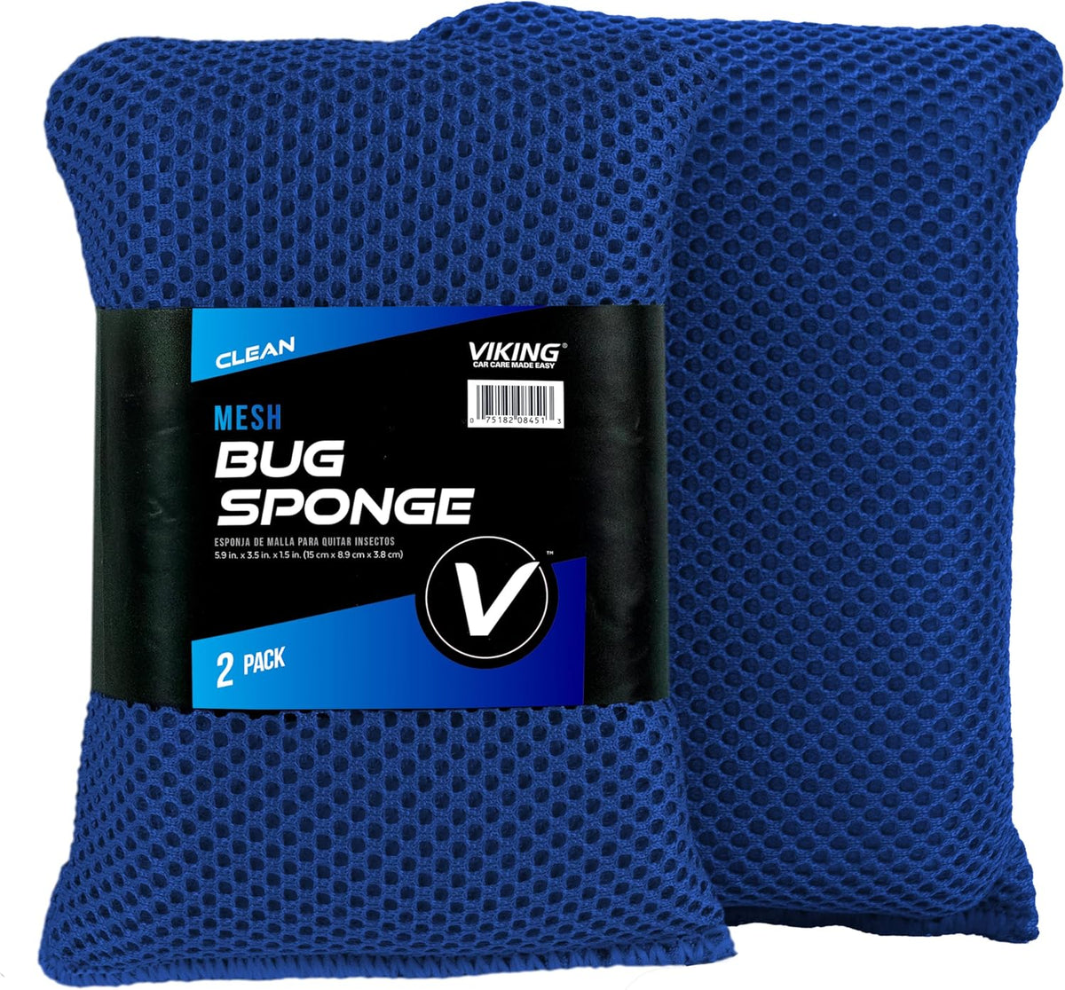VIKING Mesh Bug Sponge, Car Wash Sponge for Cleaning Bugs and Tar, Royal Blue, 4 inch by 6 inch, 2