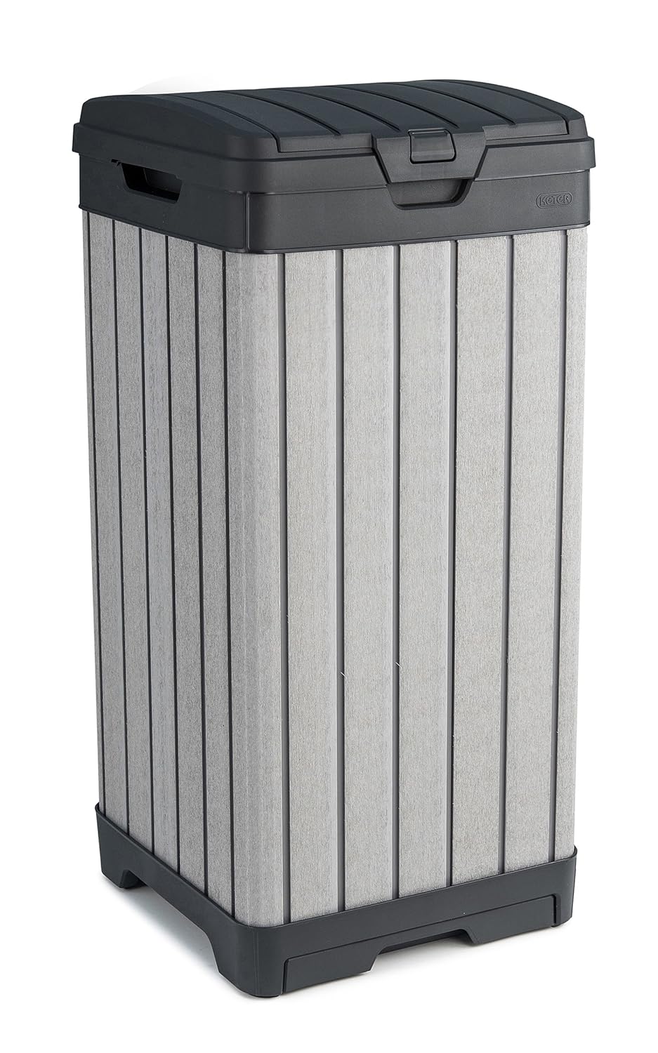 Keter Rockford Resin 38 Gallon Outdoor Kitchen Trash Can with Lid and Drip Tray for Easy