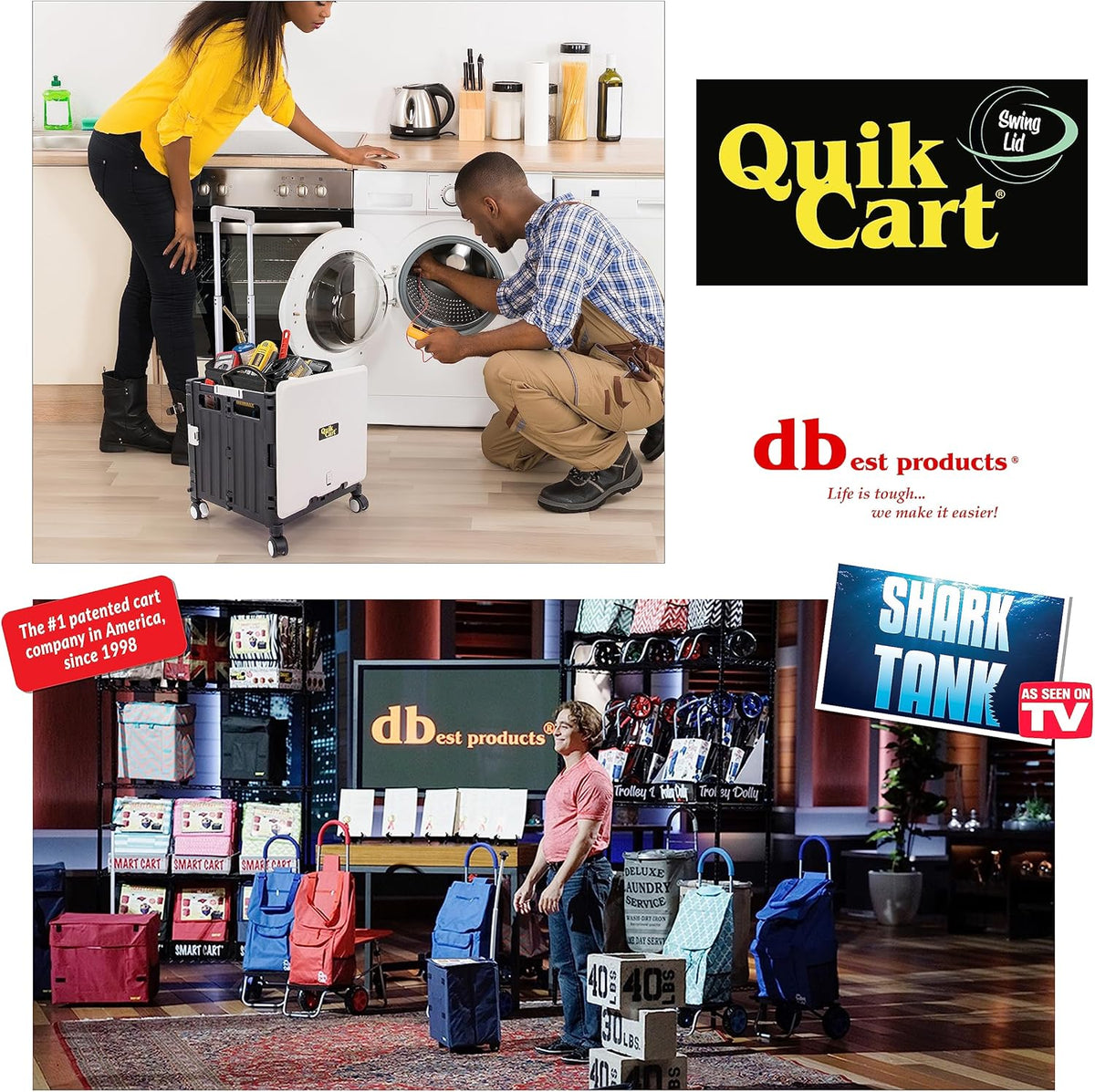 dbest products Quik Cart Swing Lid Four Swivel Wheeled Rolling Crate Teacher Utility with seat