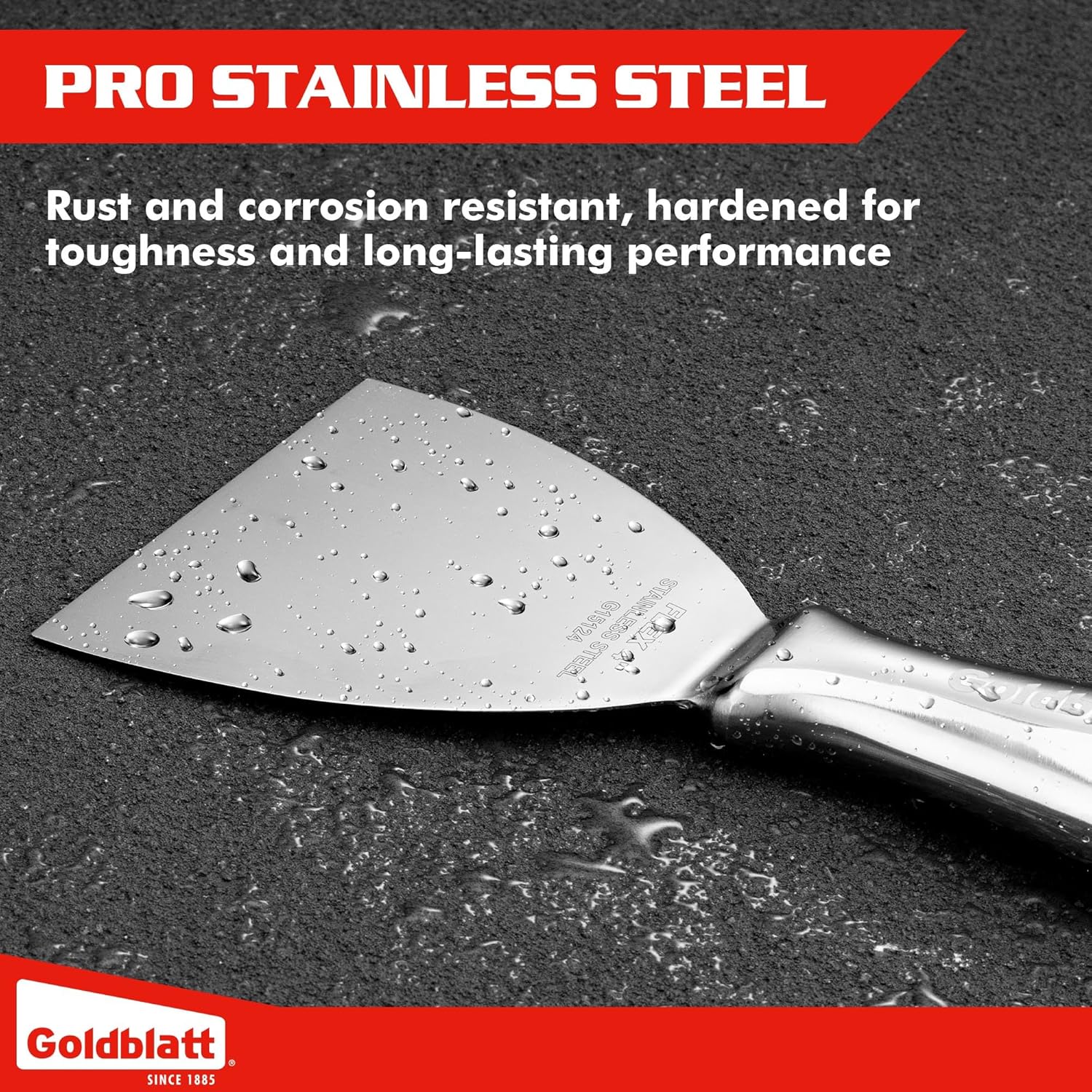 Goldblatt 4" Putty Knife, One-Piece Paint Scraper Tool, All Stainless Steel Joint Knife with