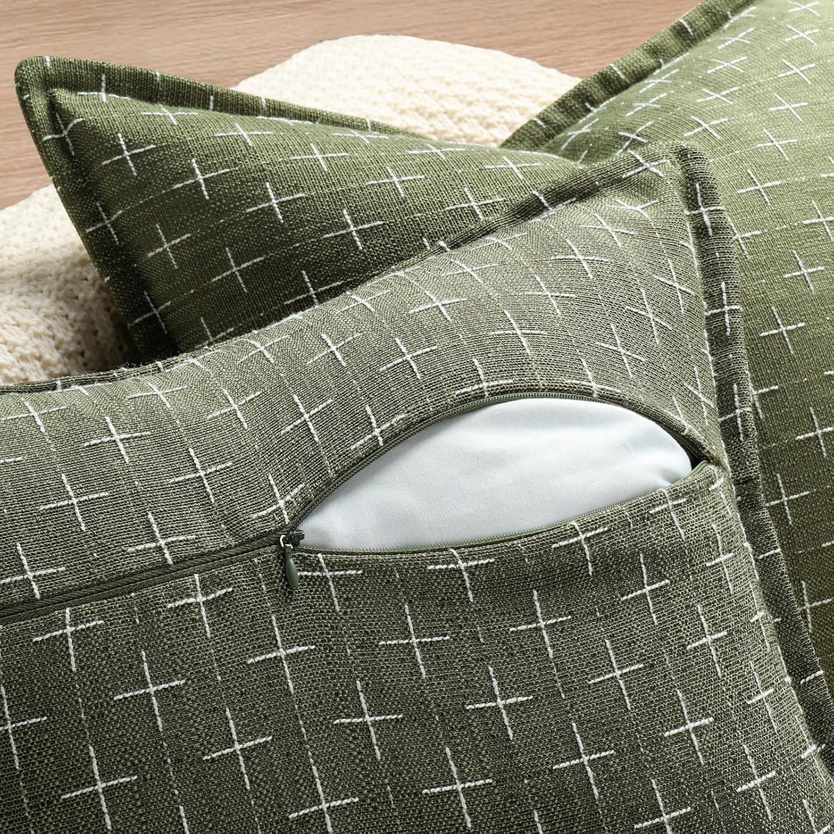 ZWJD Pillow Covers 16x16 Set of 2 Soft Polyester Textured Pillow Covers with Stylish Flange Edge