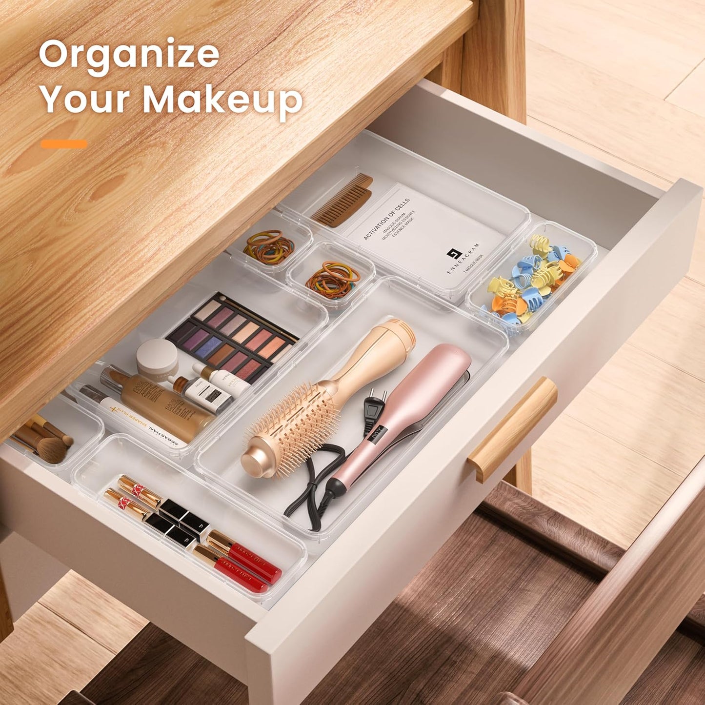 A-LuGei 【Military Grade】 Drawer Organizer, 【𝟱𝗦𝗶𝘇𝗲】 Clear Makeup organizer, 【Holds 177 Items】