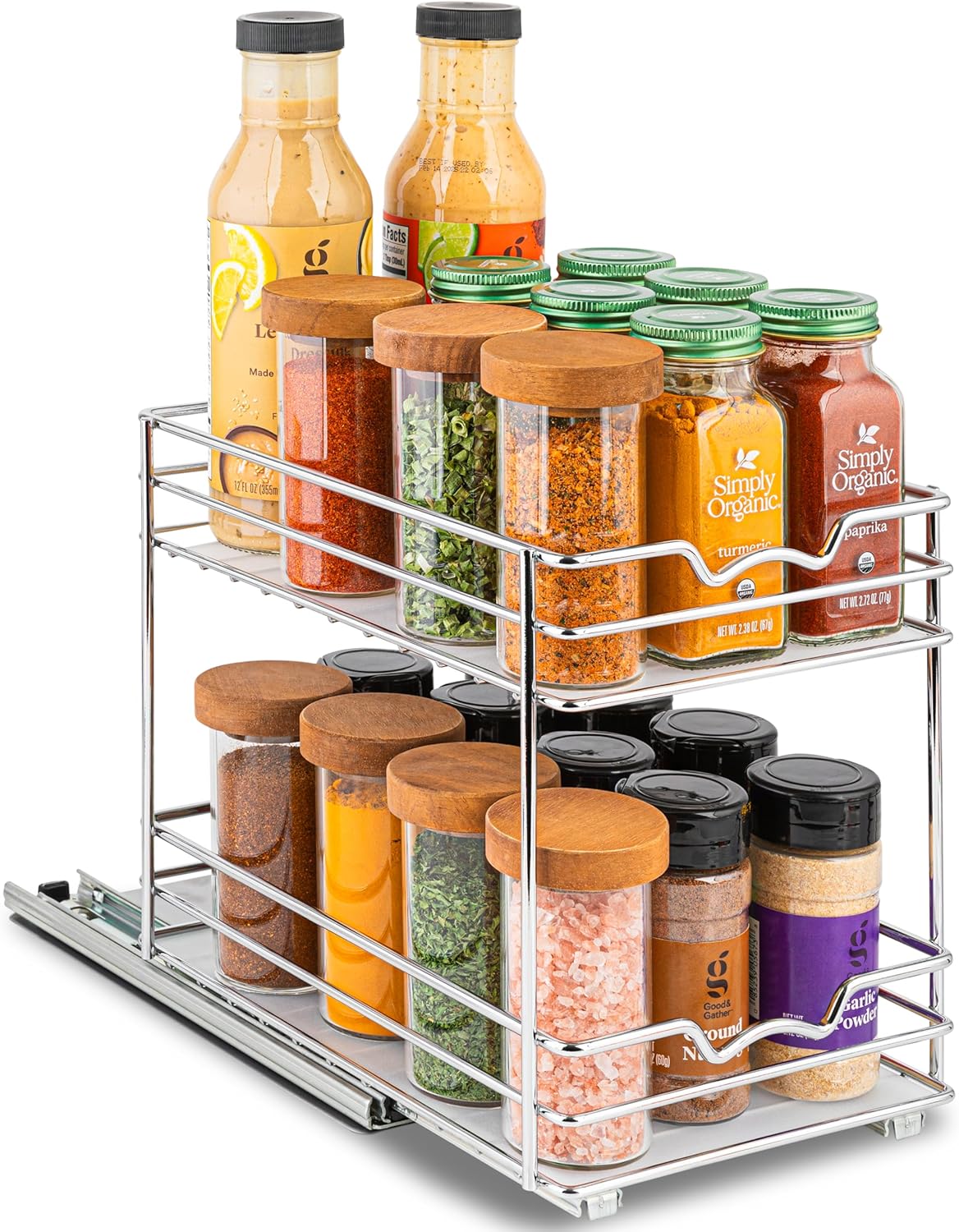 Pull Out Cabinet Organizer for Spices, Cans - Heavy Duty with Lifetime Limited Warranty- Pull Out