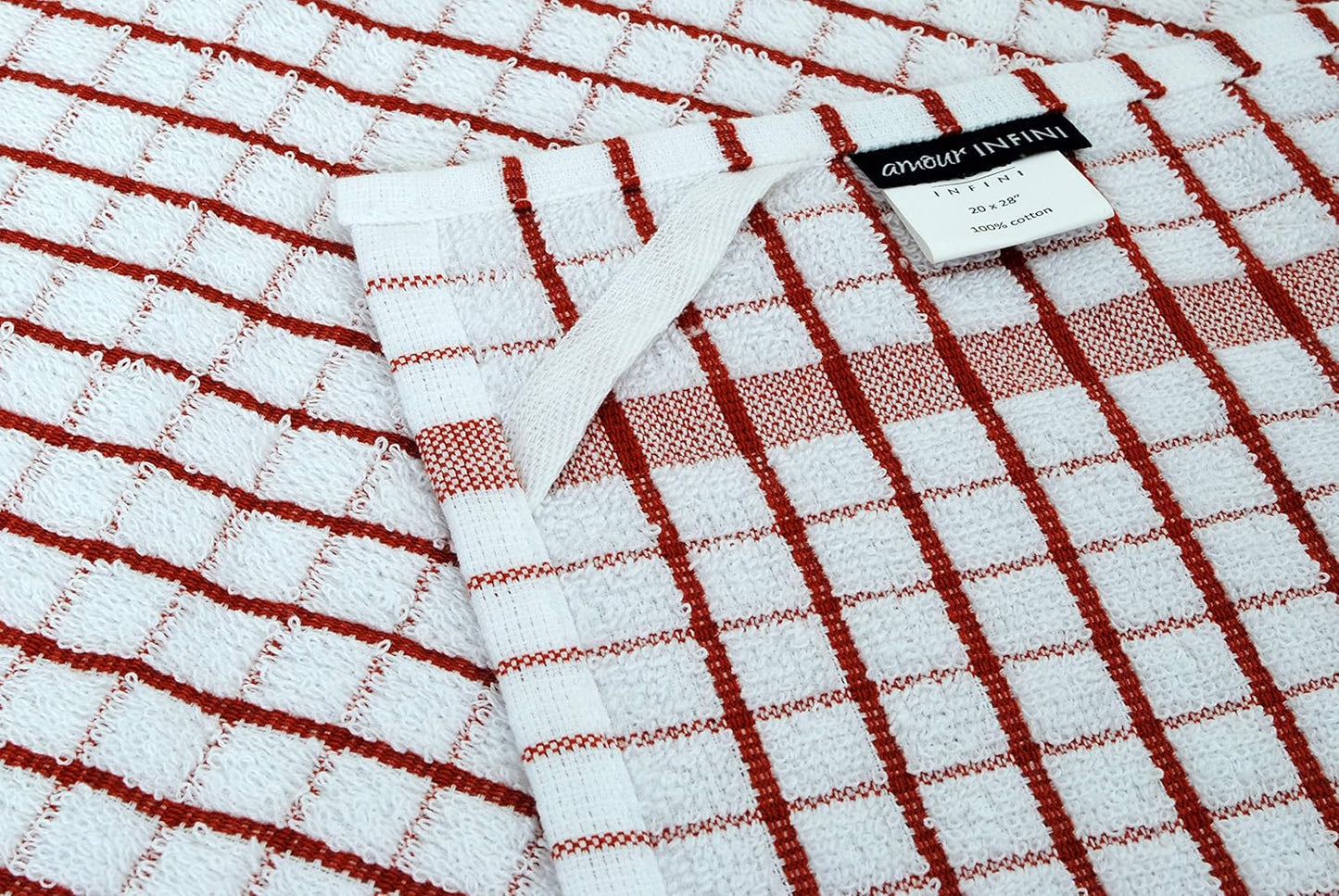 AMOUR INFINI Kitchen Towels Set of 4 - Highly Absorbent, Super Soft Terry Cotton 20x28 Inch Dish