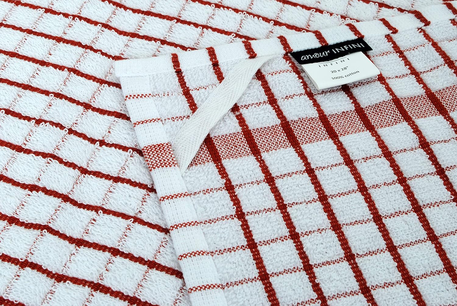 AMOUR INFINI Kitchen Towels Set of 4 - Highly Absorbent, Super Soft Terry Cotton 20x28 Inch Dish