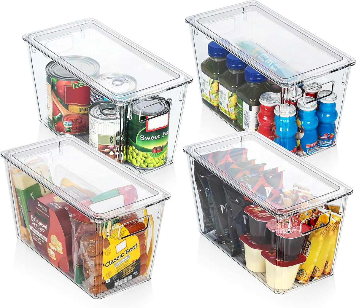 ClearSpace Modern Plastic Storage Bins with Lids Perfect Kitchen Organization or Pantry Fridge