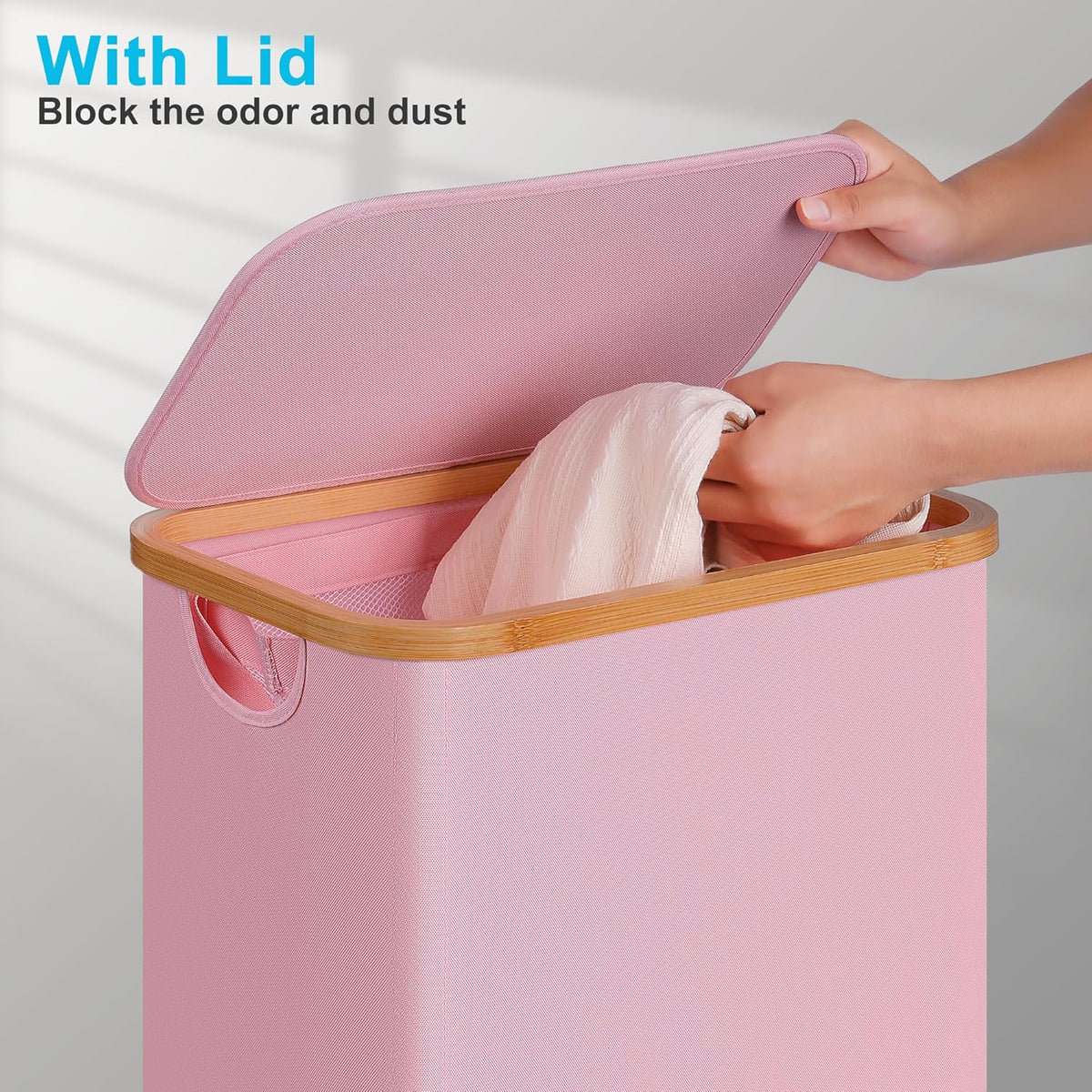 efluky Slim Laundry Basket with Wheels, Narrow Rolling Laundry Hamper with Lid and Removable Bag
