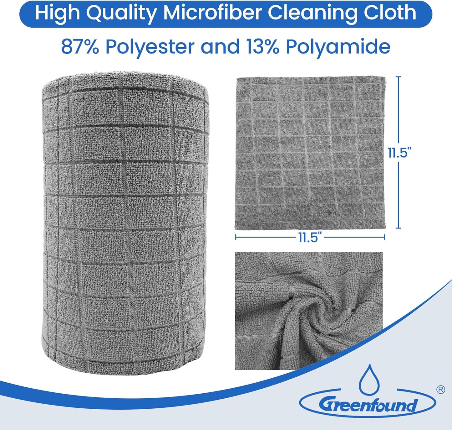 Greenfound Microfiber Cleaning Cloth Roll -80 Pack,Tear Away Towels for Car,Reusable Paper Towels