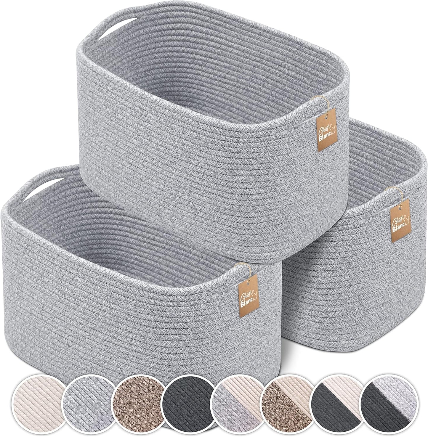 CHAT BLANC Cotton Rope Baskets for Organizing | Storage Baskets for Shelves | Rope Basket for