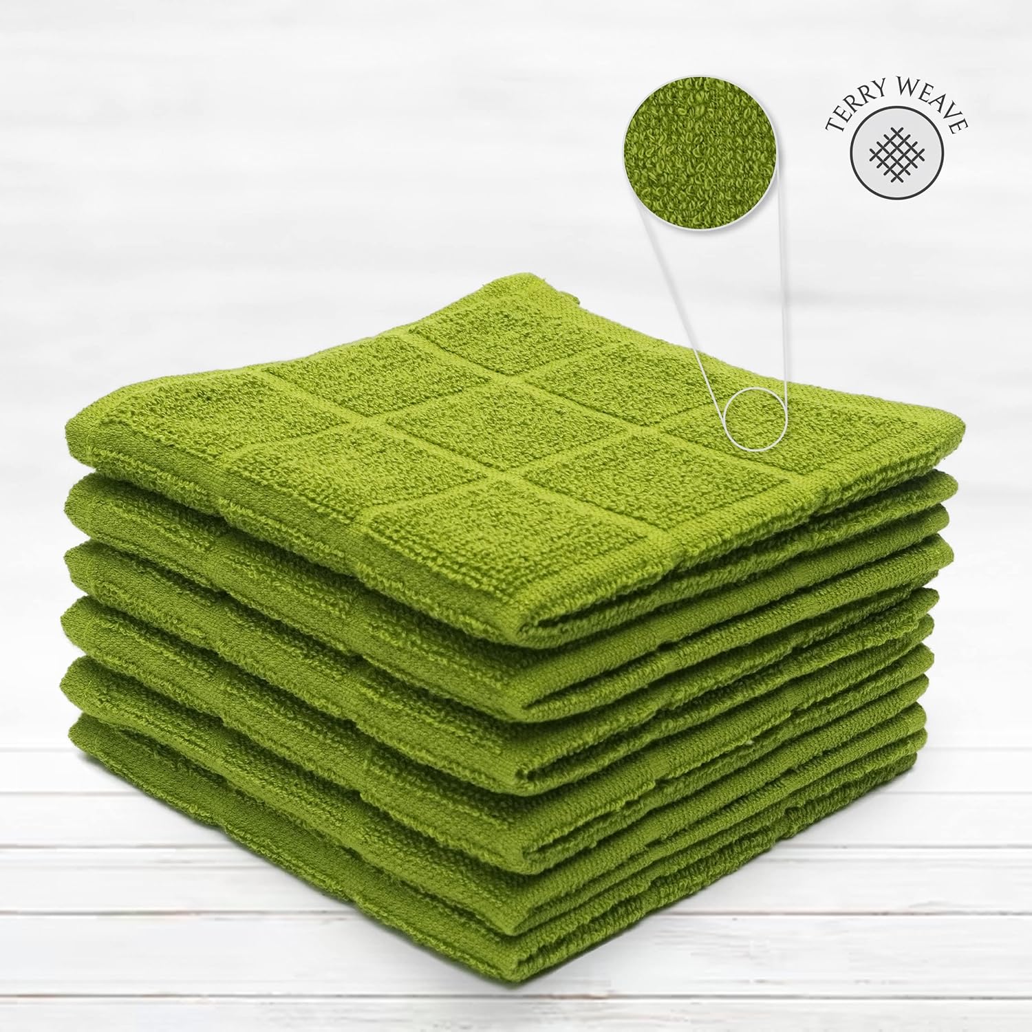 100% Cotton Terry Dish Cloth & Dish Towel, 6 Pack, Super Soft and Absorbent Kitchen Towels, Perfect