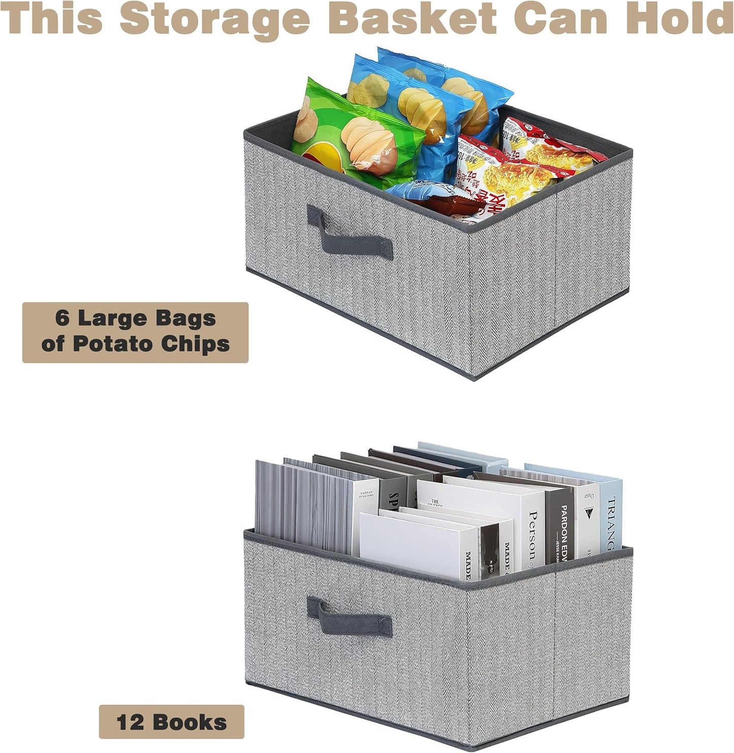 Storage Baskets, 15.7 Inch Woven Fabric Bins, Storage Cubes with Reinforced Handles, Organizer Bins