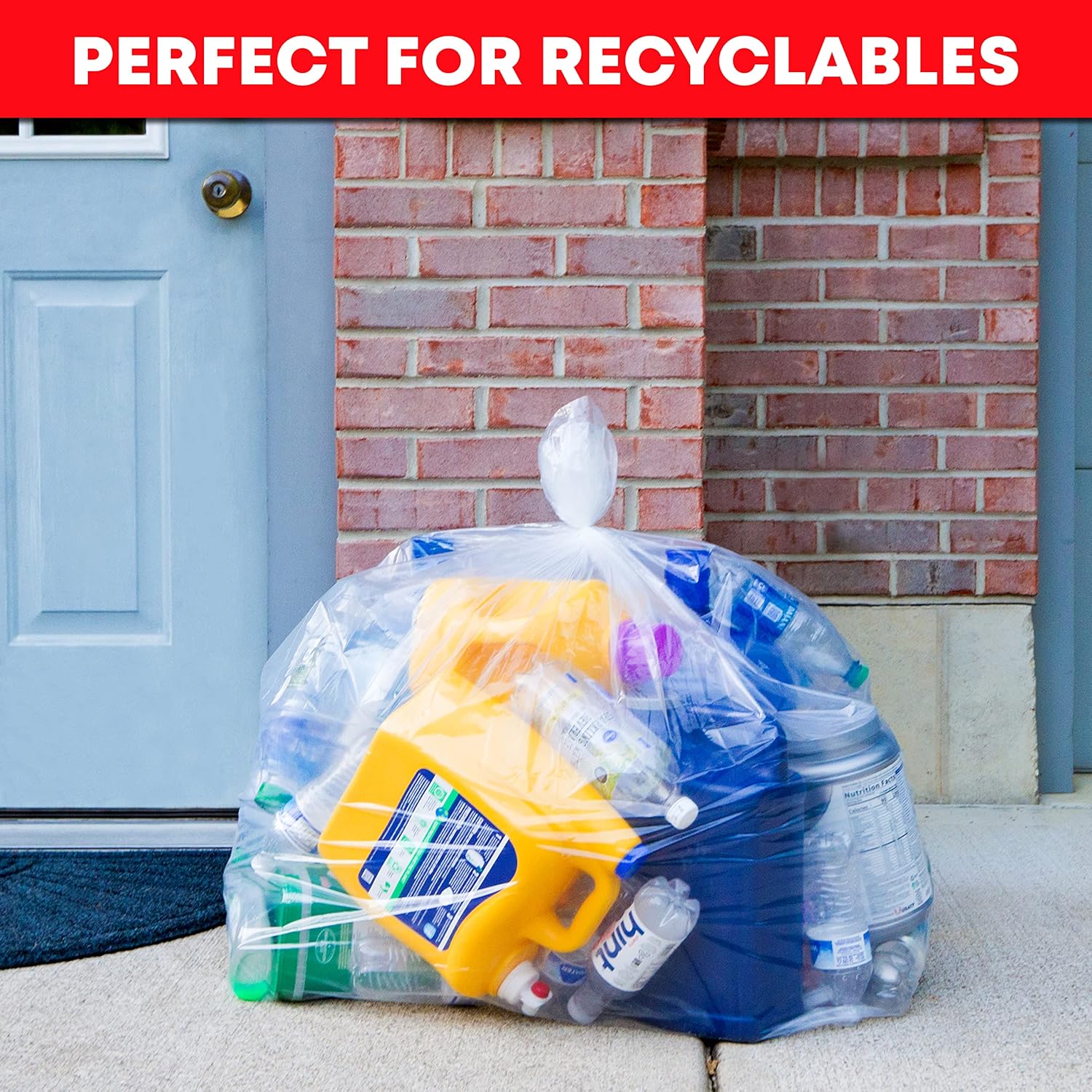 Tasker 30-33 Gallon Trash Bags Heavy Duty (Value 100/Bags w/Ties) Clear Large Plastic Recycling