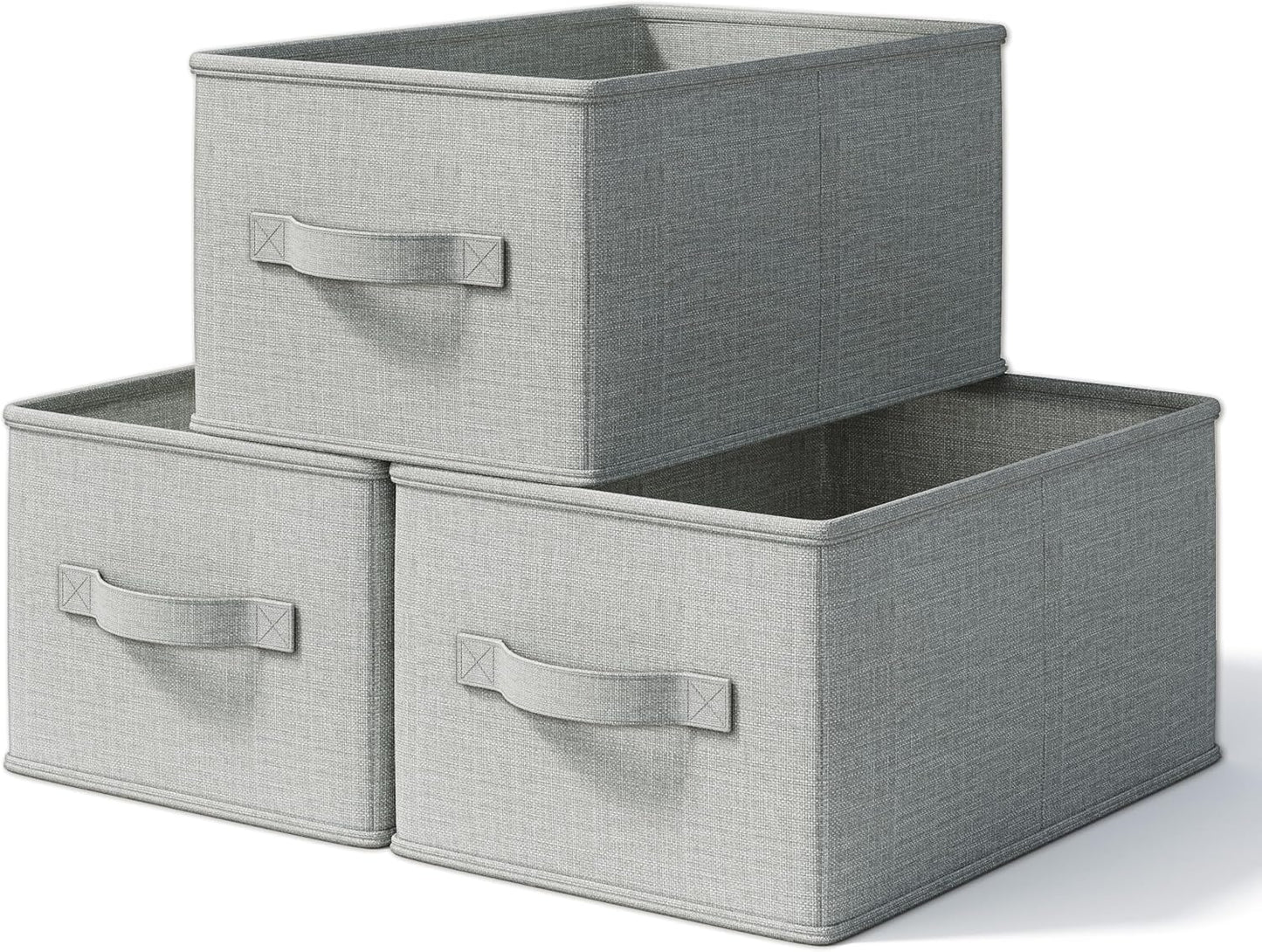 3 Pack Fabric Storage Bins for Shelves | 16.25x12x10in Closet Storage Baskets | Collapsible Storage
