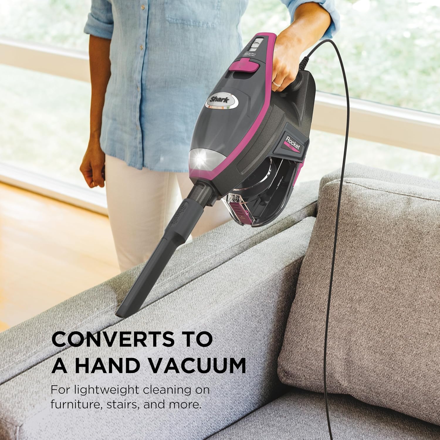 Shark HV371 Rocket Pro DLX Corded Stick, Removable Hand Vacuum, Advanced Swivel Steering, XL Cup
