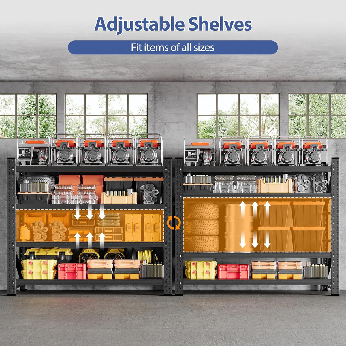 3000LBS Storage Shelves, 48" W Heavy Duty Garage Shelving Unit, Adjustable Industrial Shelving, 4