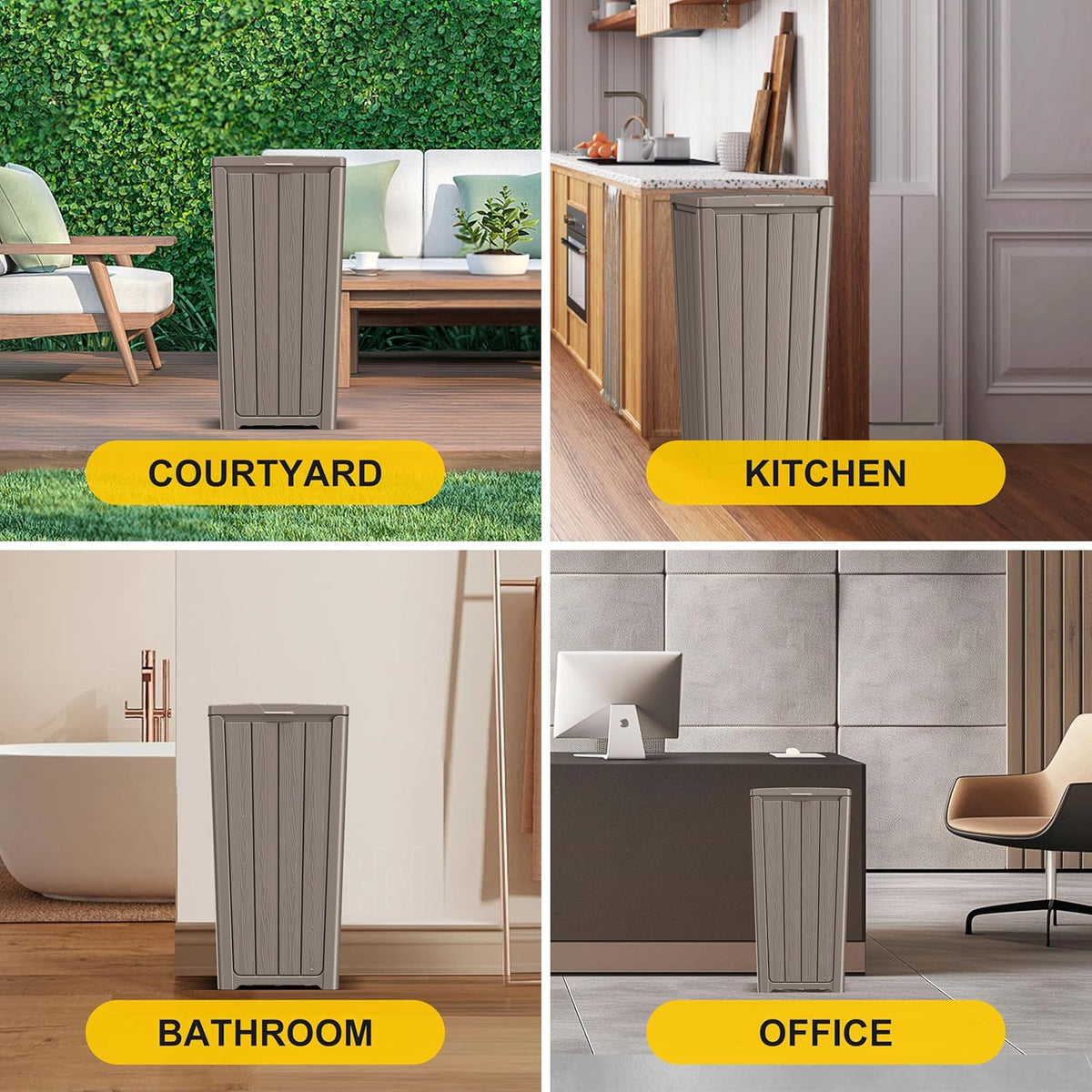 EasyUp Outdoor Trash Can with Lid, Waterproof and Sunscreen Resin Garbage Cans, Outside Trash Bin