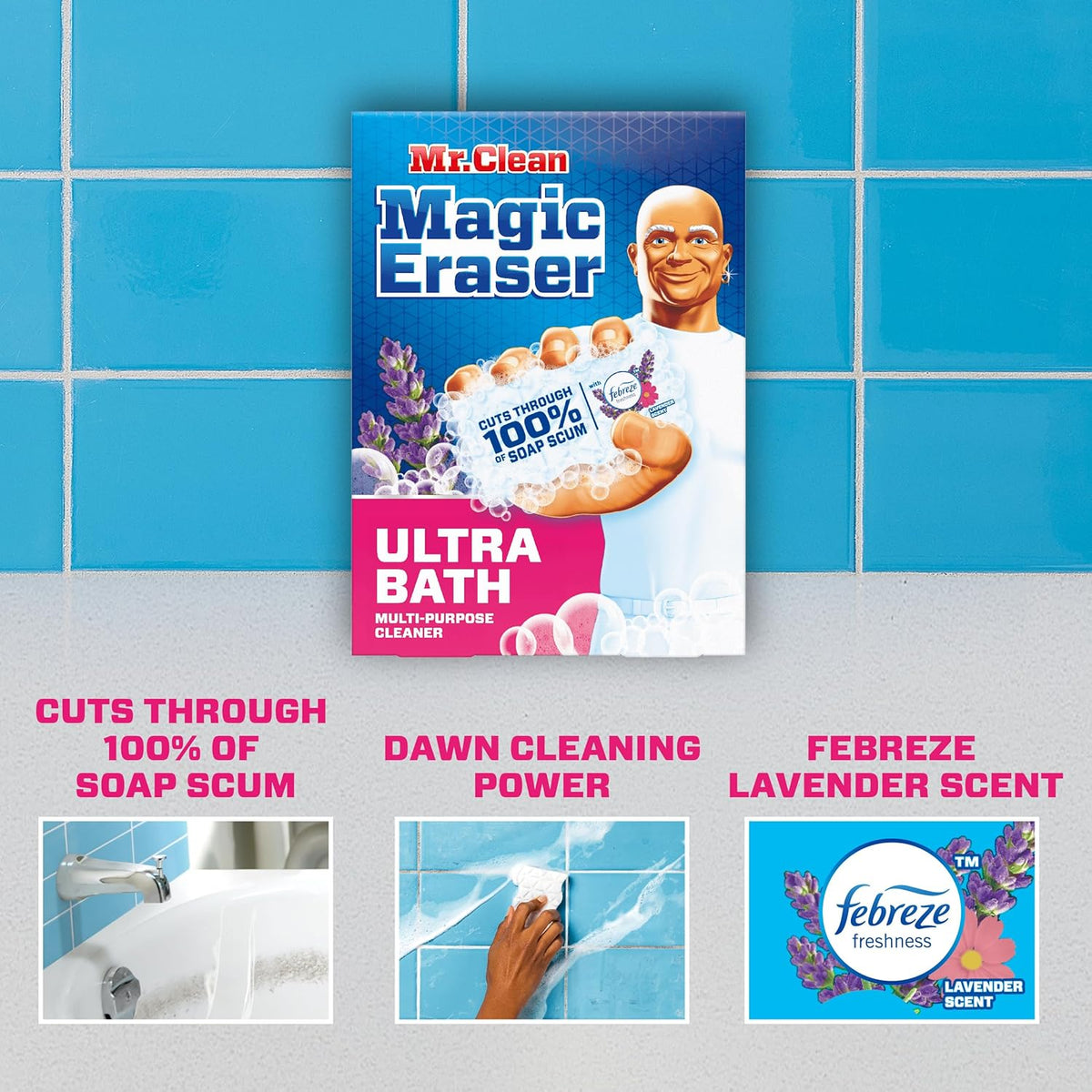 Mr. Clean Magic Eraser Sponge, Bathroom Cleaner, Shower Cleaner, Tub Cleaner, Soap Scum Remover