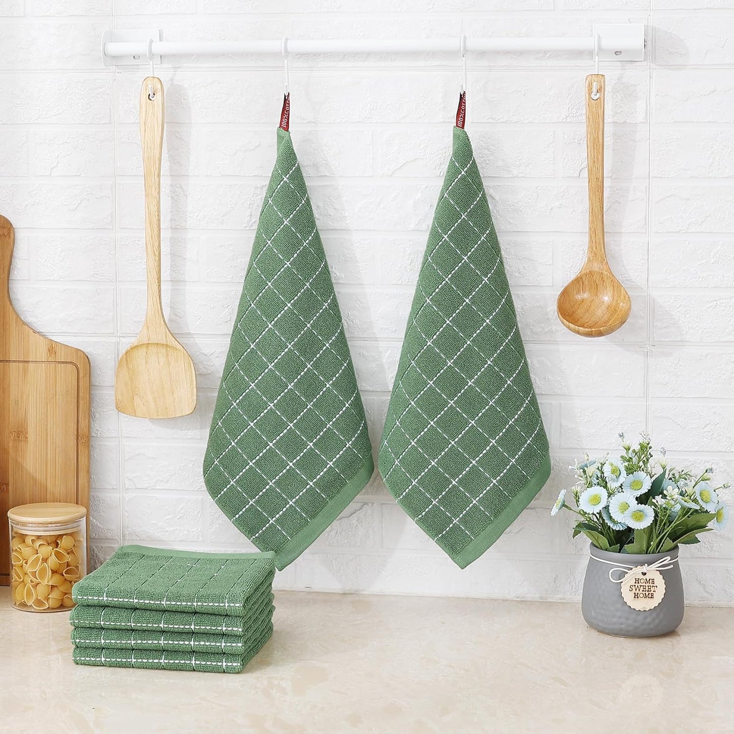 Homaxy 100% Cotton Terry Kitchen Dish Cloths, Ultra Soft and Absorbent Dish Towels for Kitchen