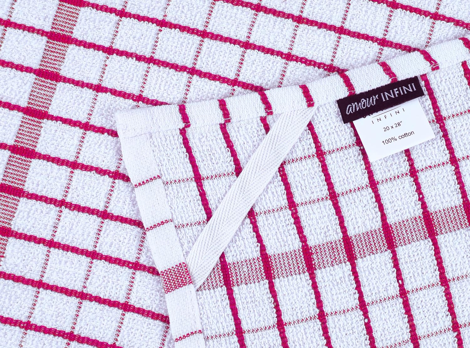 AMOUR INFINI Kitchen Towels Set of 4 - Highly Absorbent, Super Soft Terry Cotton 20x28 Inch Dish