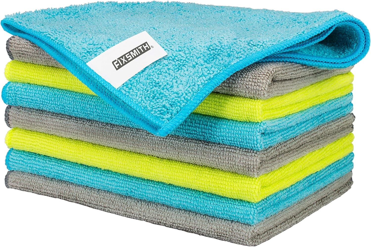 FIXSMITH Microfiber Cleaning Cloth - Pack of 8, Size: 12 x 16 in, Multi-Functional Cleaning Towels