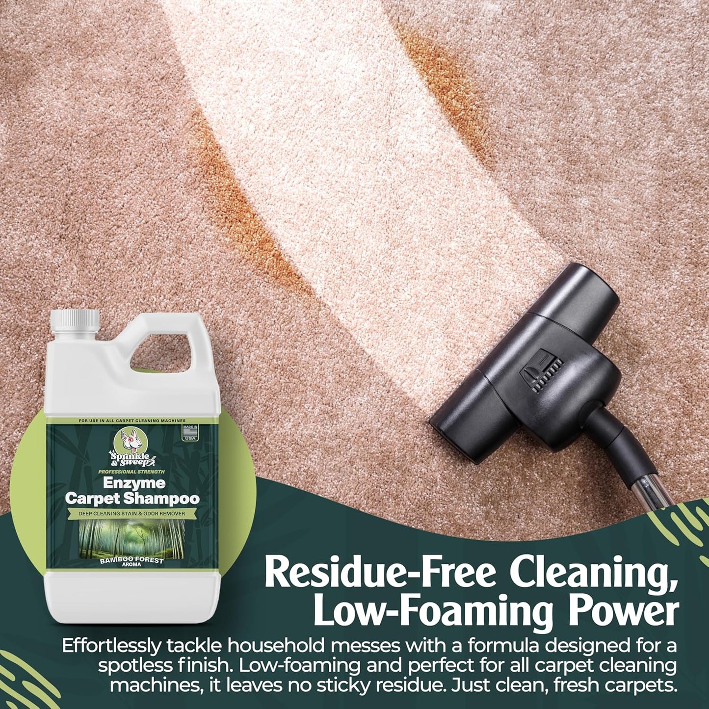 Enzyme Carpet Cleaner - Enzyme Carpet Shampoo (32oz) - Carpet Cleaner Solution to Eliminate Tough