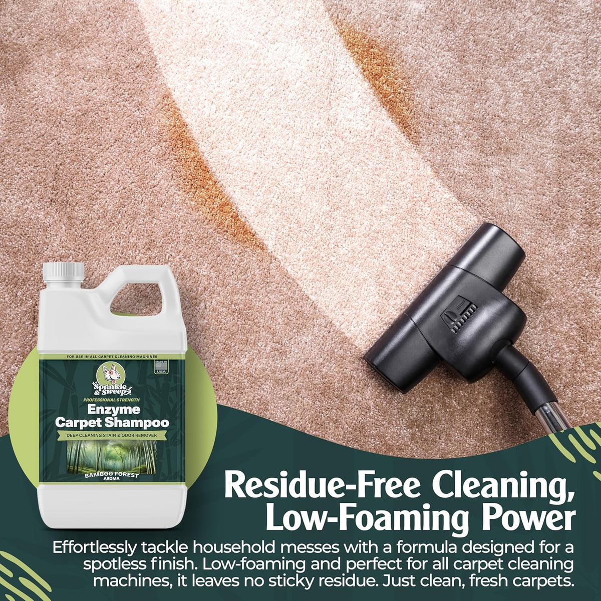 Enzyme Carpet Cleaner - Enzyme Carpet Shampoo (32oz) - Carpet Cleaner Solution to Eliminate Tough