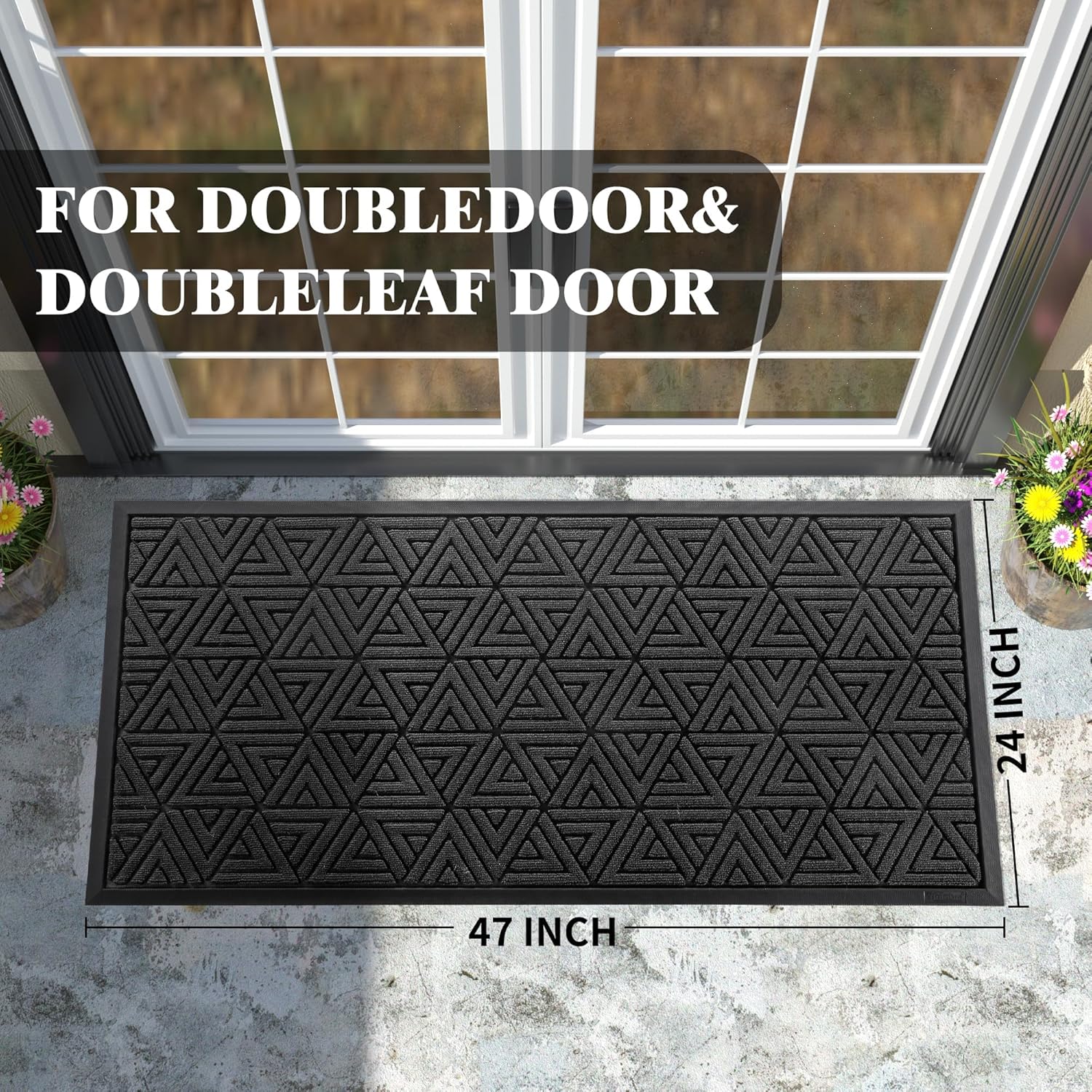 Yimobra Large Door Mat 47x24, All-Weather Waterproof Non-Slip Welcome Matt Outdoor, Heavy Duty Non