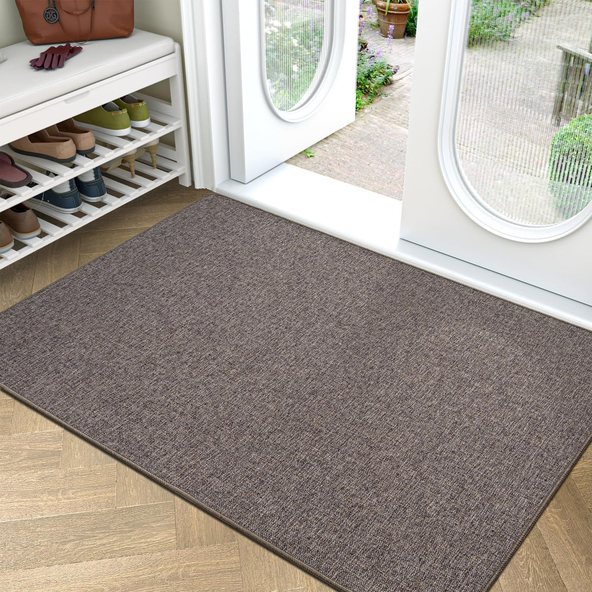 LUMI Large Indoor Door Mat, 36"x56" Non Slip Rubber Backing Entrance, Easy Clean Low Profile Ultra
