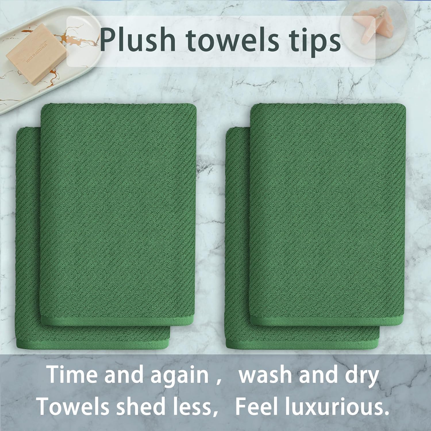 VOOVA & MOVAS Hunter Green Bath Towels, Bath Towels Set of 4, Large 30" x 56" - 100% Cotton | Quick