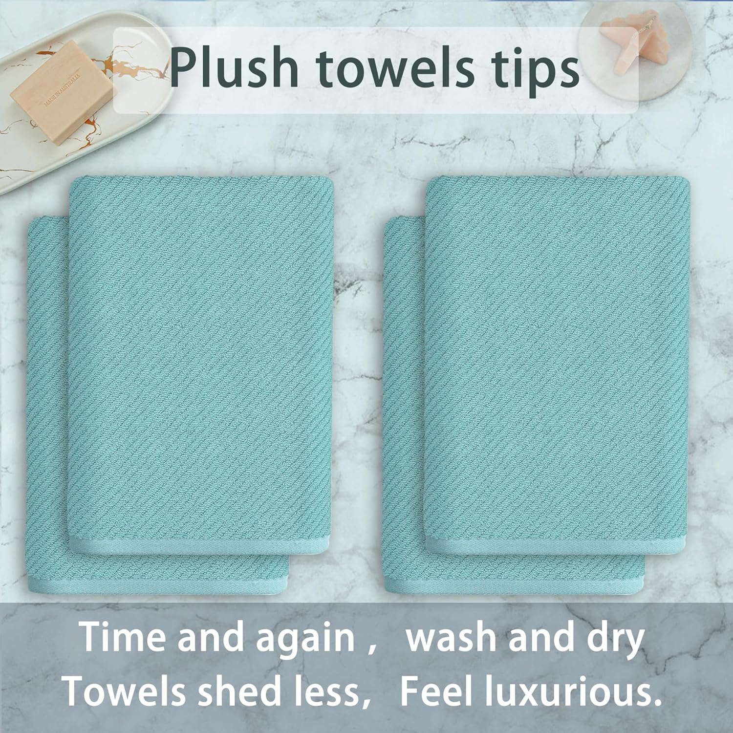 Luxury Bath Towels, 4PC Large 30" x 56" - 100% Cotton | Quick Dry | Hotel Quality | Thick | Soft |