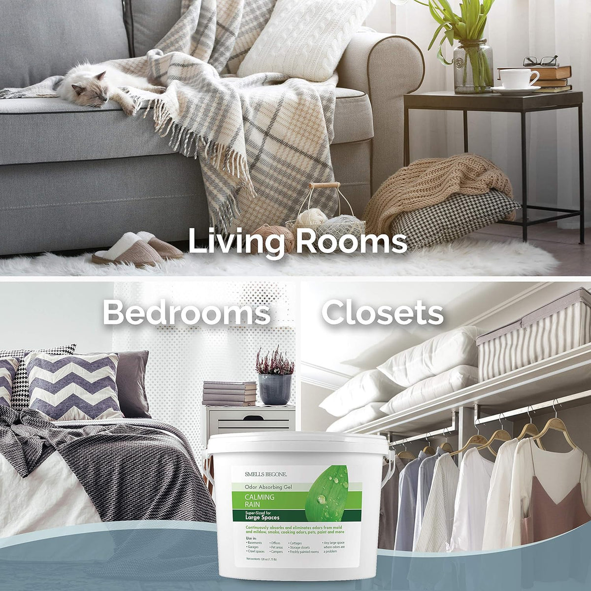 SMELLS BEGONE 1-Gallon Odor Absorber Gel - Air Freshener & Odor Eliminator for Homes, Garages &
