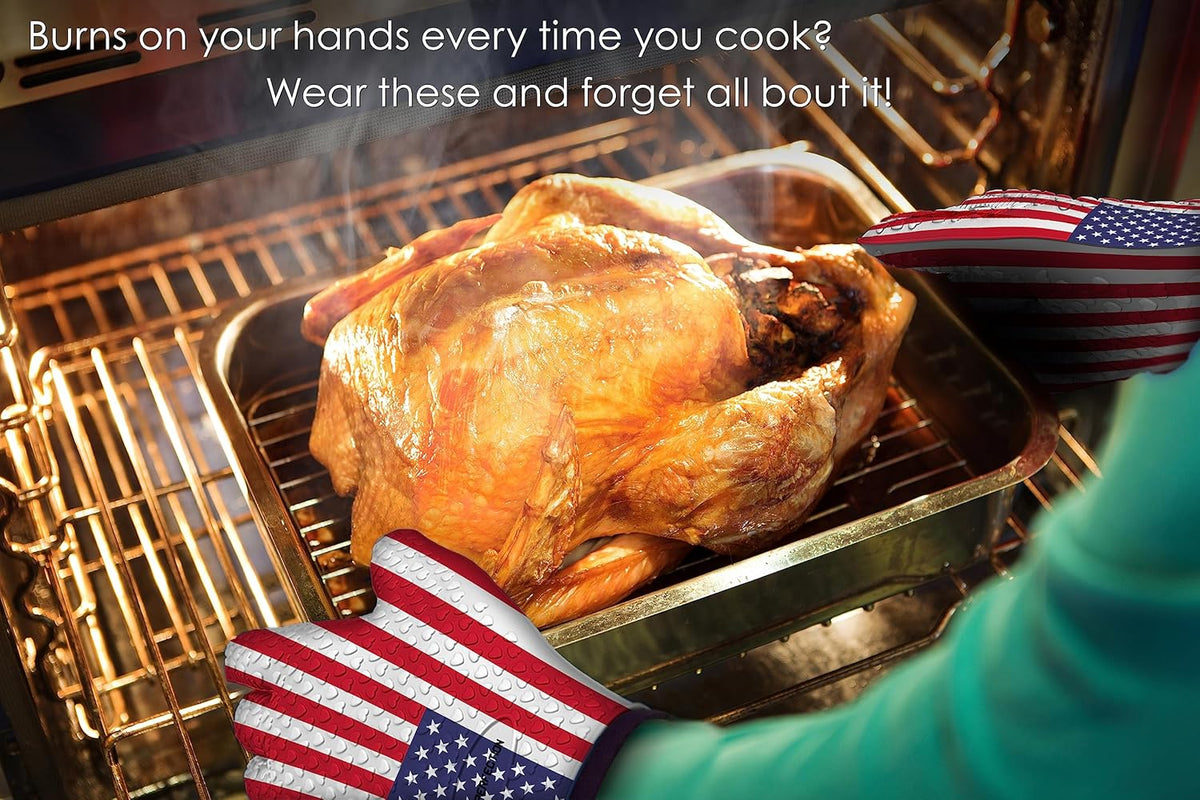 KITCHEN PERFECTION Silicone Smoker Oven Gloves -Extreme Heat Resistant BBQ Gloves -Handle Hot Food
