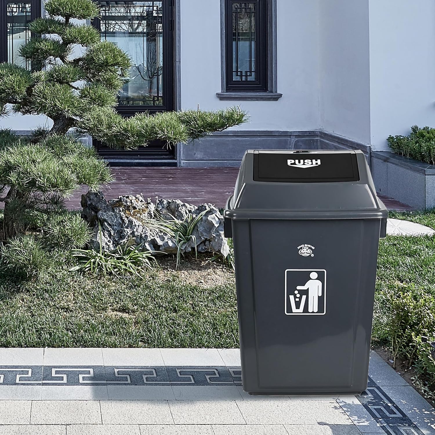 4 Packs 13 Gallon Commercial Heavy-Duty Trash/Garbage Can, Swing Lid Waste Container for