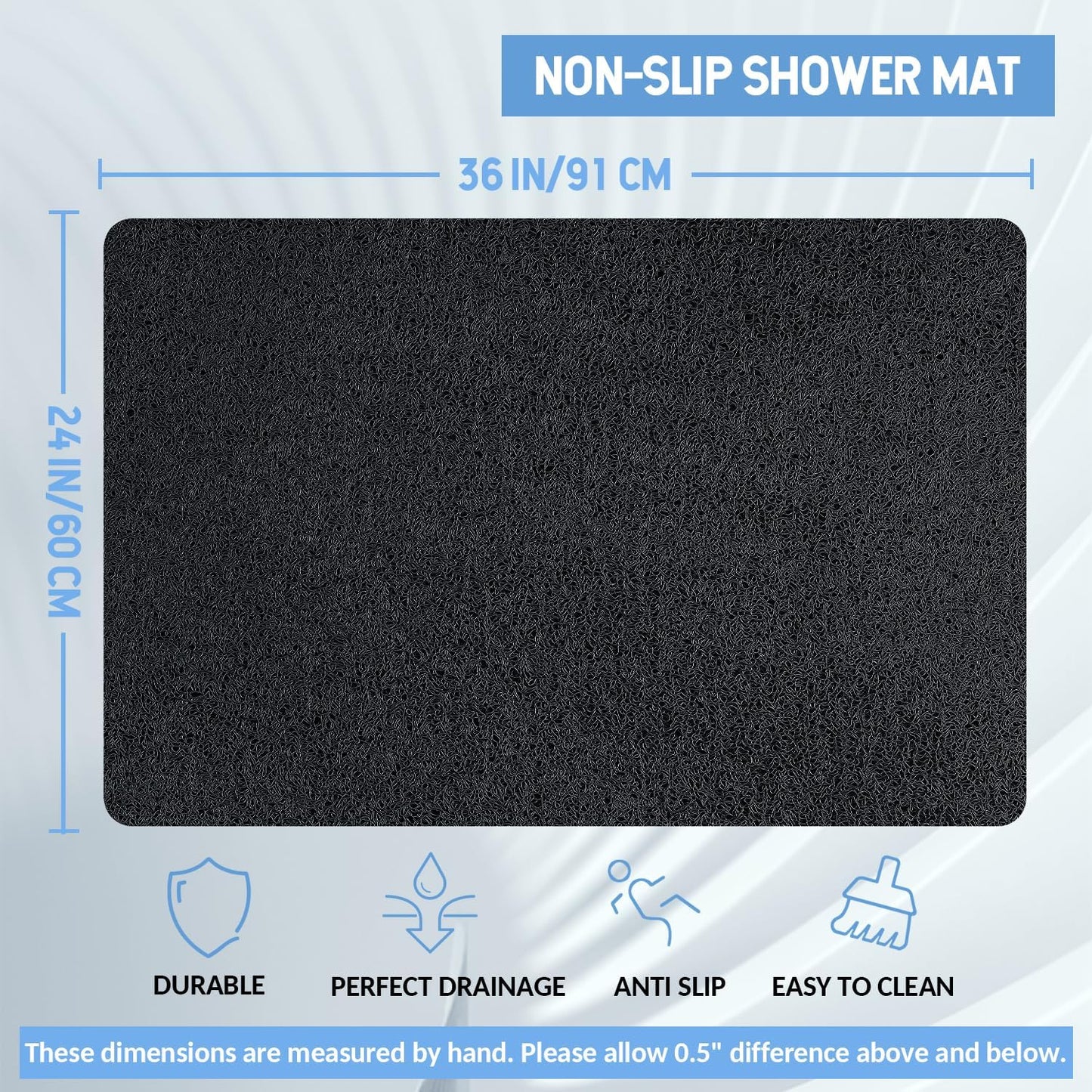 Non-Slip Bathtub Mat, Anti Slip Shower Mat, Fast Drying Bathtub Mats, Foot Scrubber Mat, Anti Slip