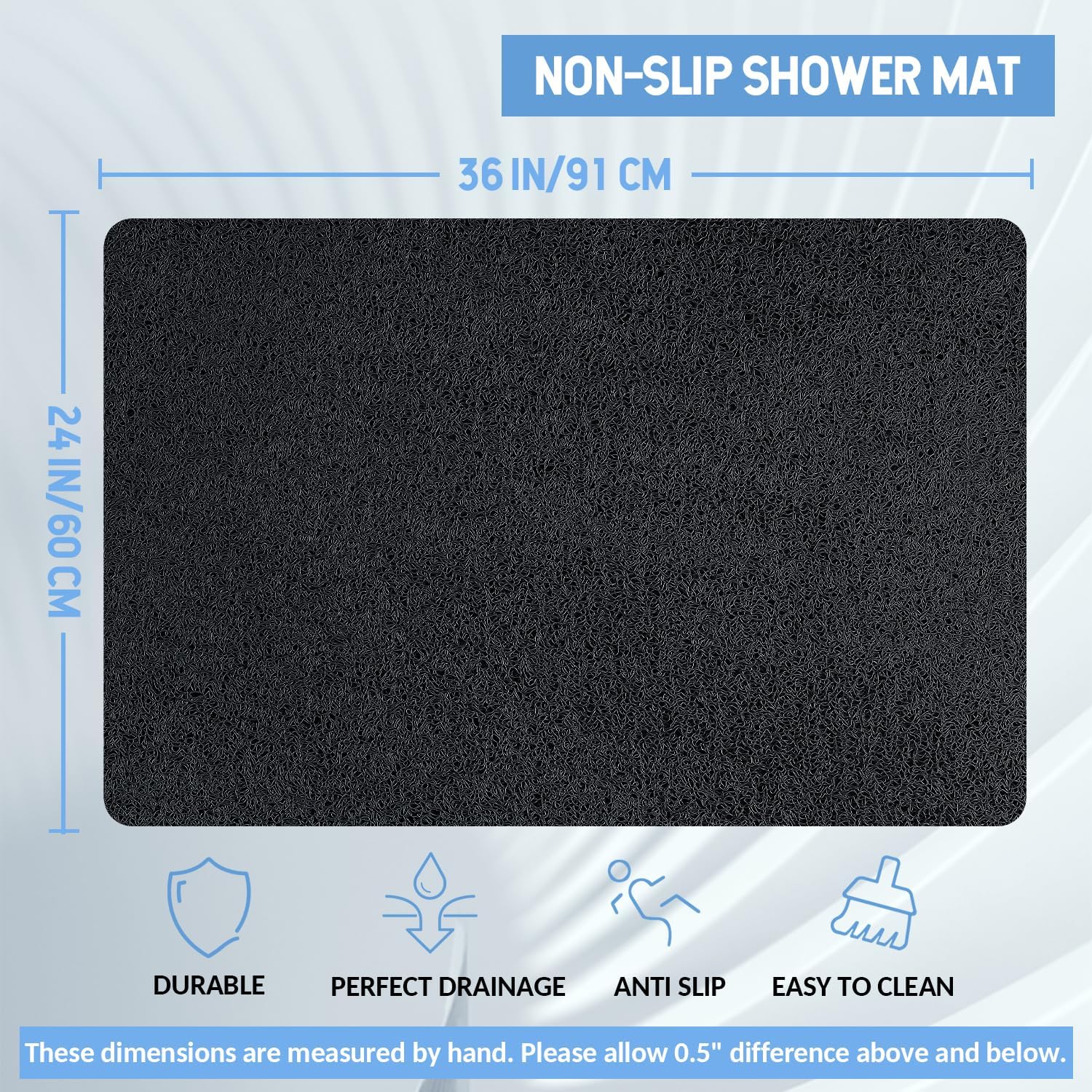 Non-Slip Bathtub Mat, Anti Slip Shower Mat, Fast Drying Bathtub Mats, Foot Scrubber Mat, Anti Slip