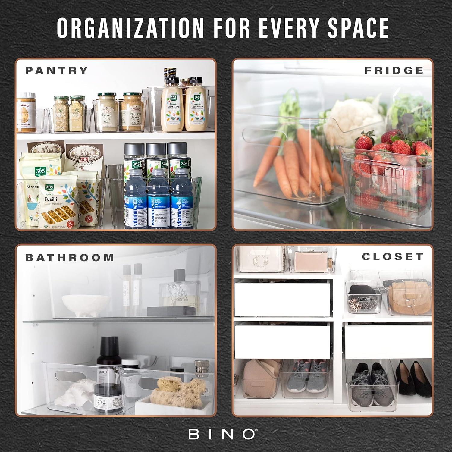 BINO | The SOHO Collection Plastic Storage Bins, X-Small - 2 Pack, Clear | Pantry and Fridge
