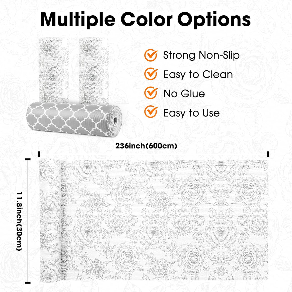 Drawer and Shelf Liners for Kitchen Cabinets Non-Adhesive Cabinet Liners Strong Grip Non Slip