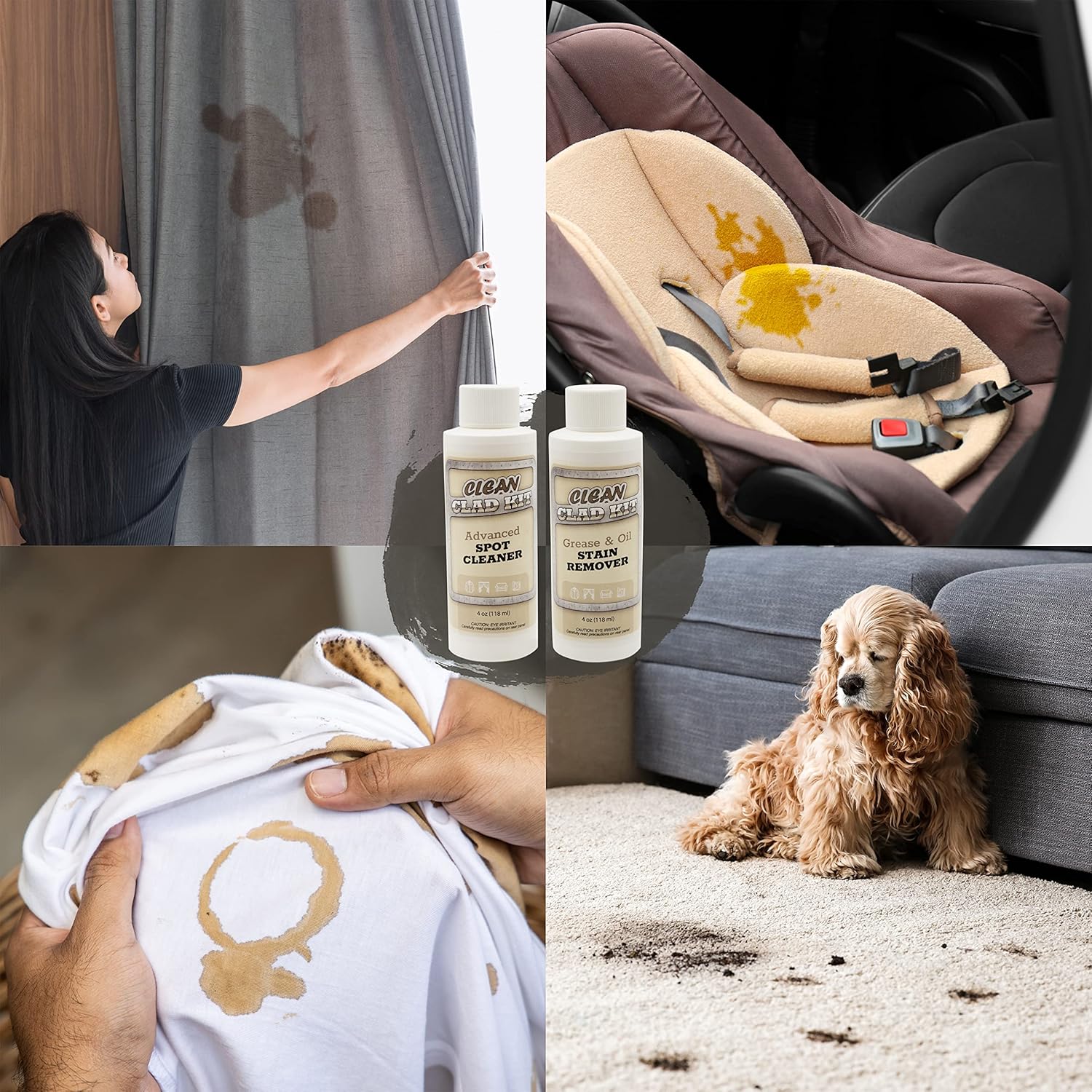 Upholstery Cleaner Kit – 2-Pack Stain Removers for Couch, Sofa, Car Seats & Carpet – Targets