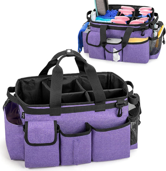LoDrid Large Wearable Cleaning Caddy Bag with Detachable Divider, Cleaning Supply Tote Organizer