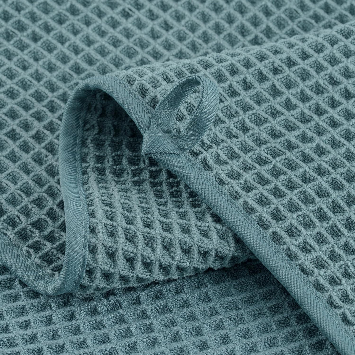 Microfiber Waffle Face Towels, 2 Pieces, Soft, Absorbent, Fast Drying, Lint Free (Green)