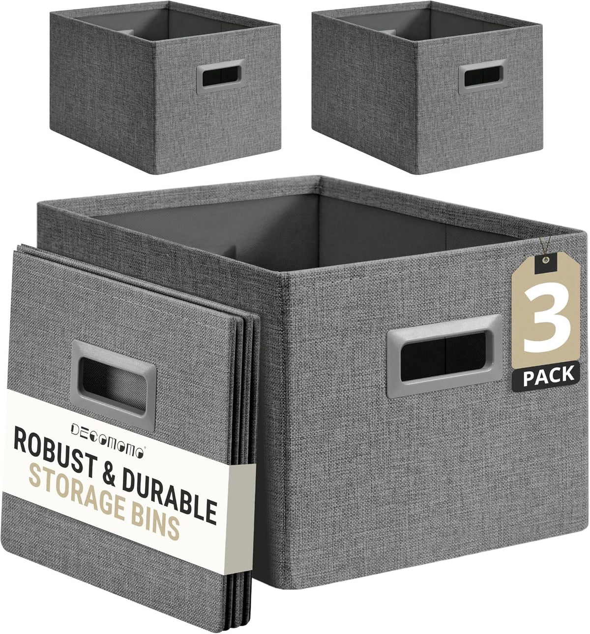 DECOMOMO Storage Bins for Shelves Robust Fabric Closet Bins for Shelves Toy Storage Clothes Books