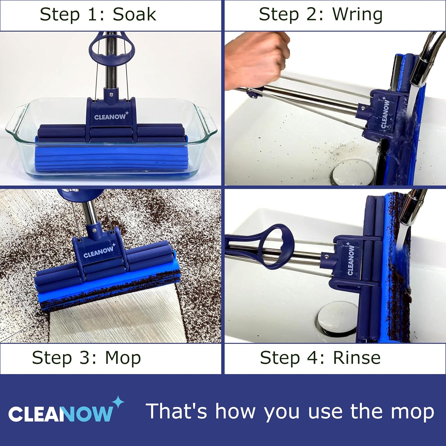 OneTouch GO! Floor Cleaner, Wring Mop, Cleaning Tool with Wringing Function - Sponge mop for